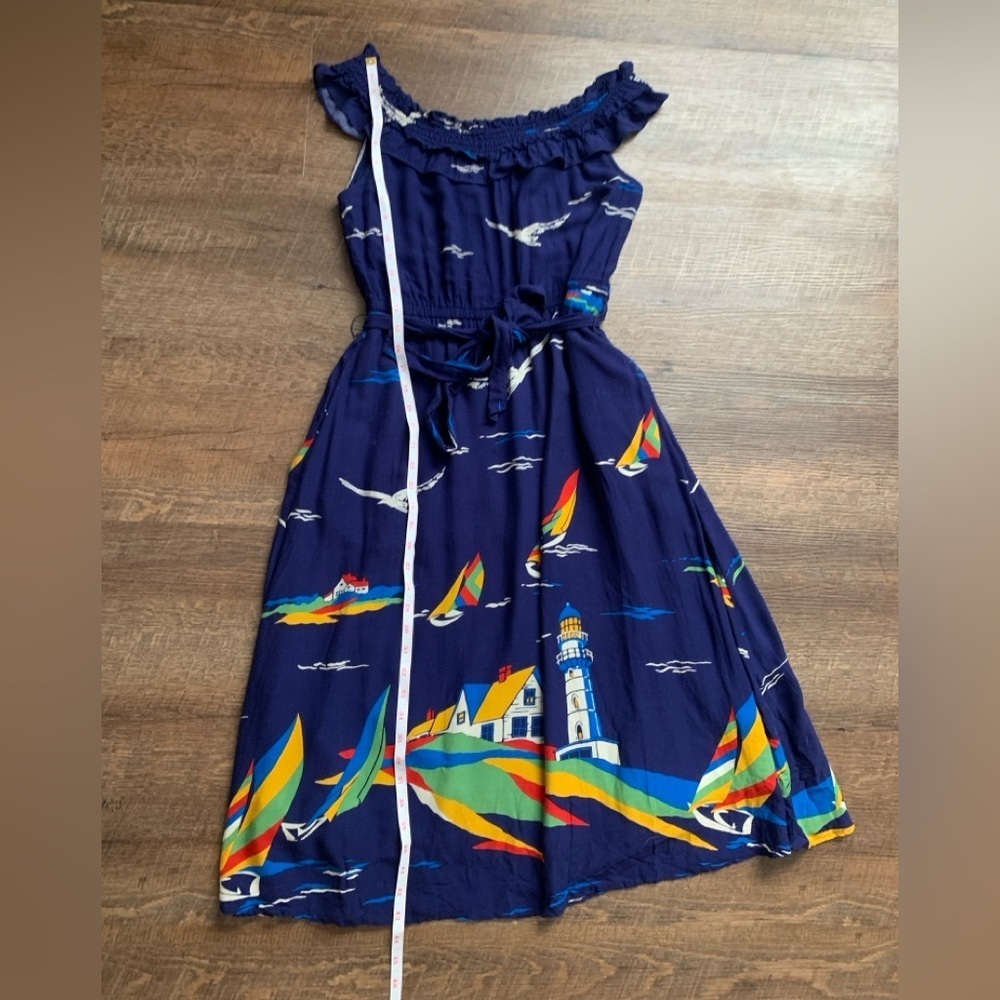 48 of 52 Conversations Anthropologie off shoulder nautical lighthouse dress sz 4 - Picture 7 of 13